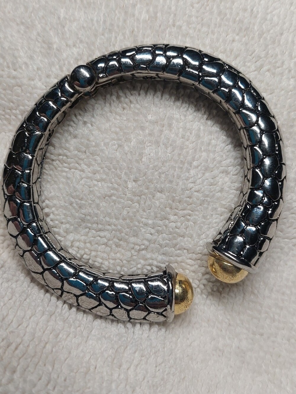 Silver and Gold Textured Reptile Accessory Cuff Bracelet